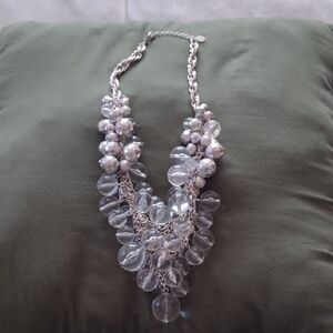 Traci Lynn Silver and Clear Statement Necklace